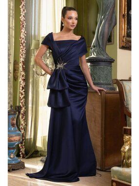 Clearance Navy 10 Elegant Evening Off-Shoulder Long Formal Dress By 242M3338